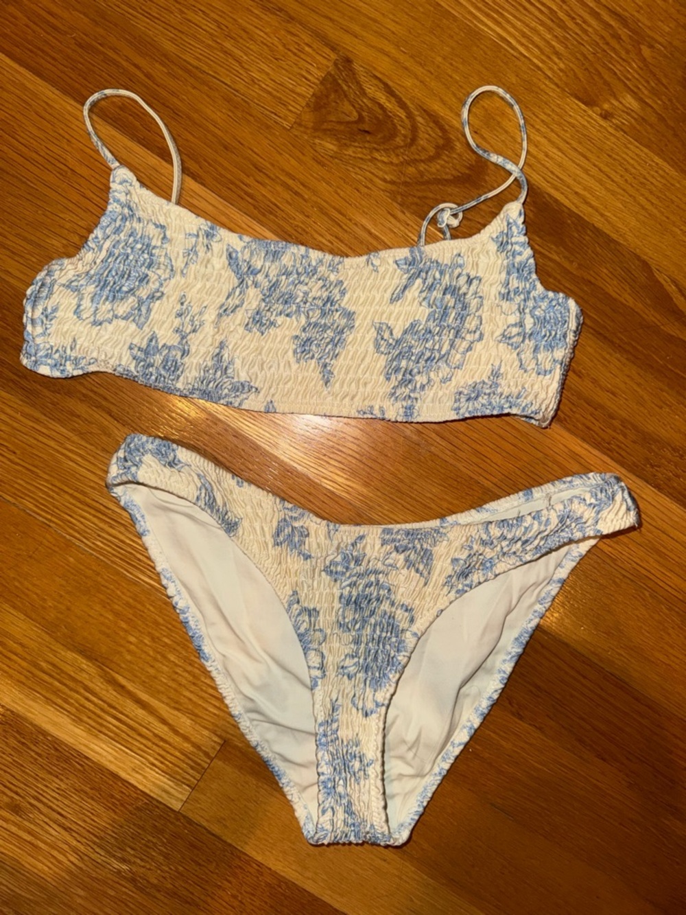Triangl Blue Floral Smocked Bikini Set